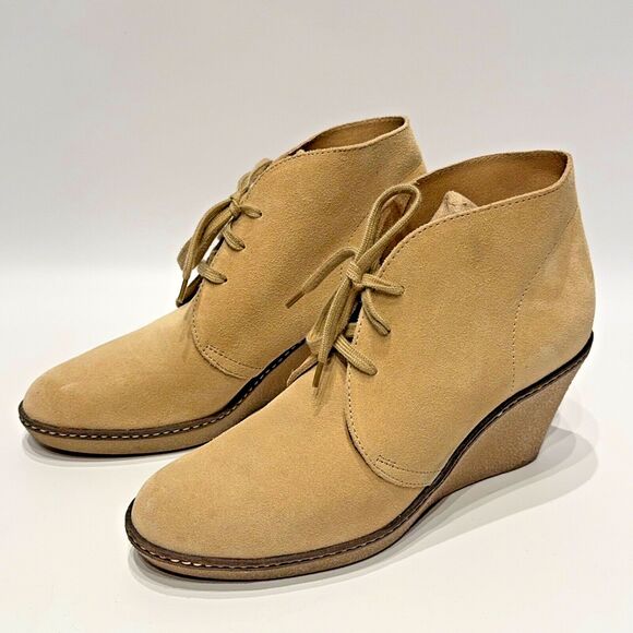 J. Crew MacAlister Wedge Ankle Bootie Chukka Beige Suede Lace Up Women’s Size 8 - Picture 2 of 15